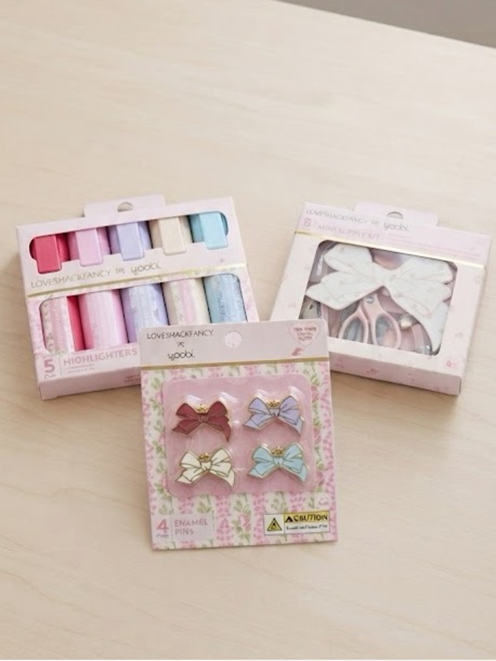 LoveShackFancy Mini Supply Kit , Highlighters and Bow Pins Set
